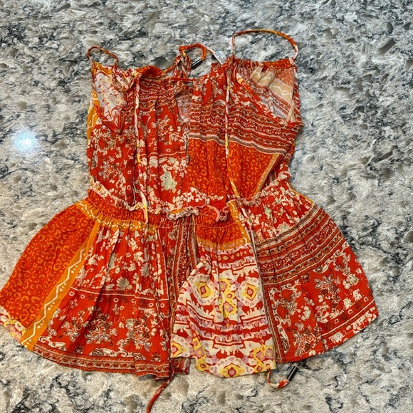 Rachel Zoe/Boho Keyhole Rayon Blouse Top Orange Yellow Sz Small - Picture 6 of 14